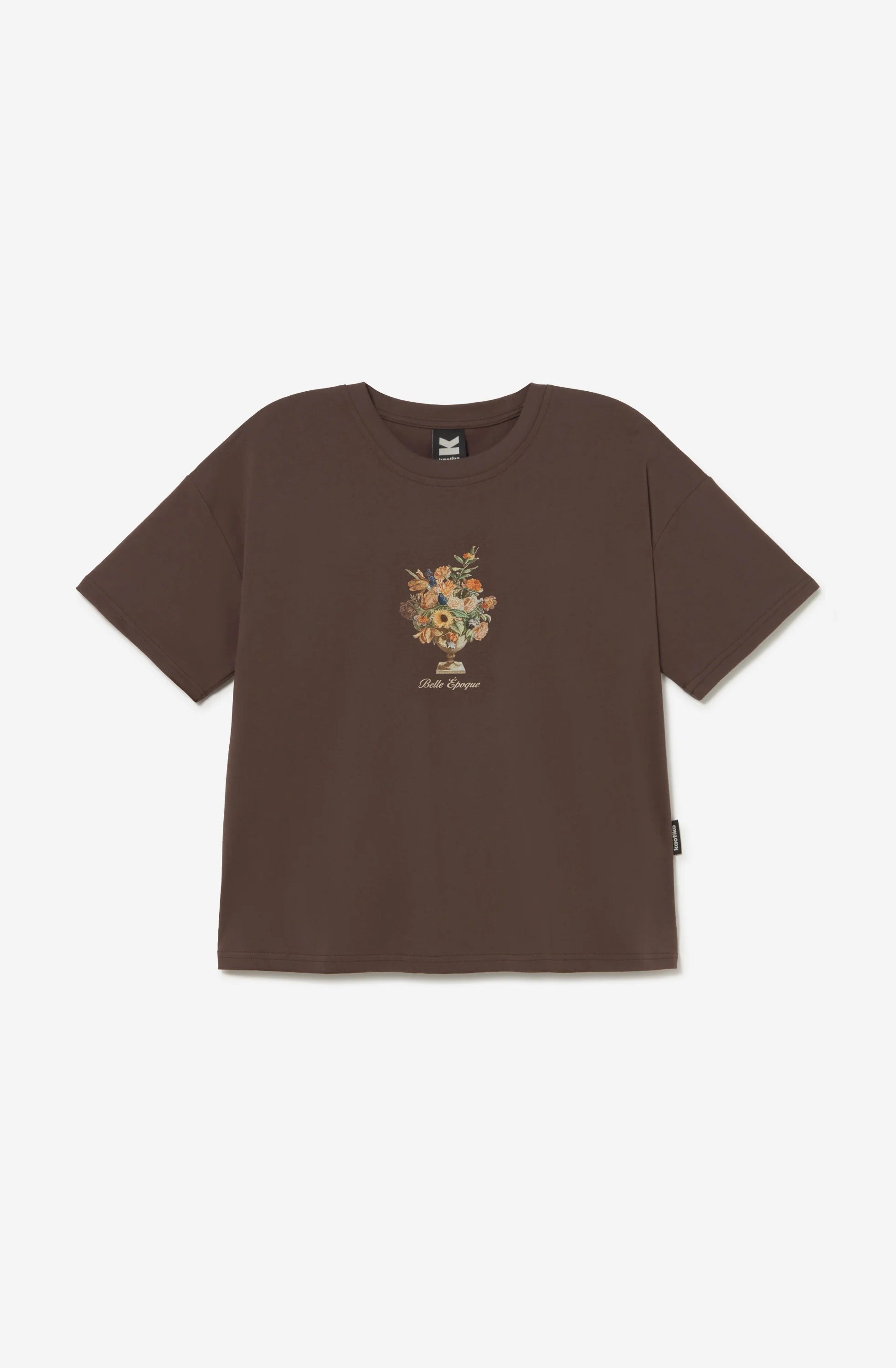 Kaotiko | Bouquet Cropped T-shirt - Brown