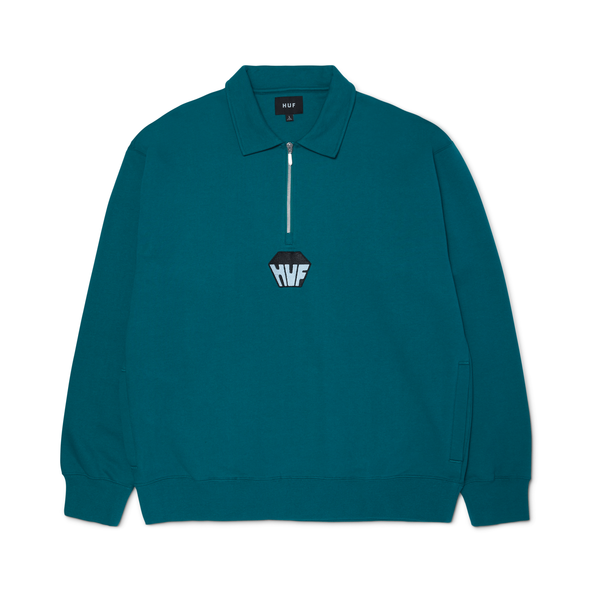 HUF BIG BLOCK 1/4 ZIP FRENCH TERRY - Sea Green - Kubanna