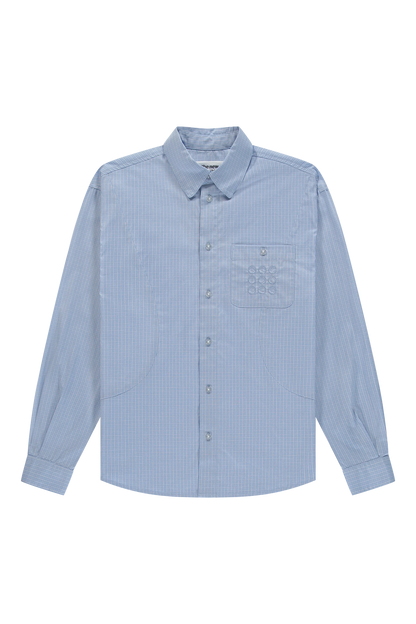 The New Originals Checkered Curve Shirt - Light Blue