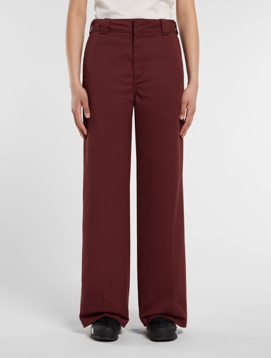 Dickies Wide Leg Work Trousers - Burgundy - Kubanna