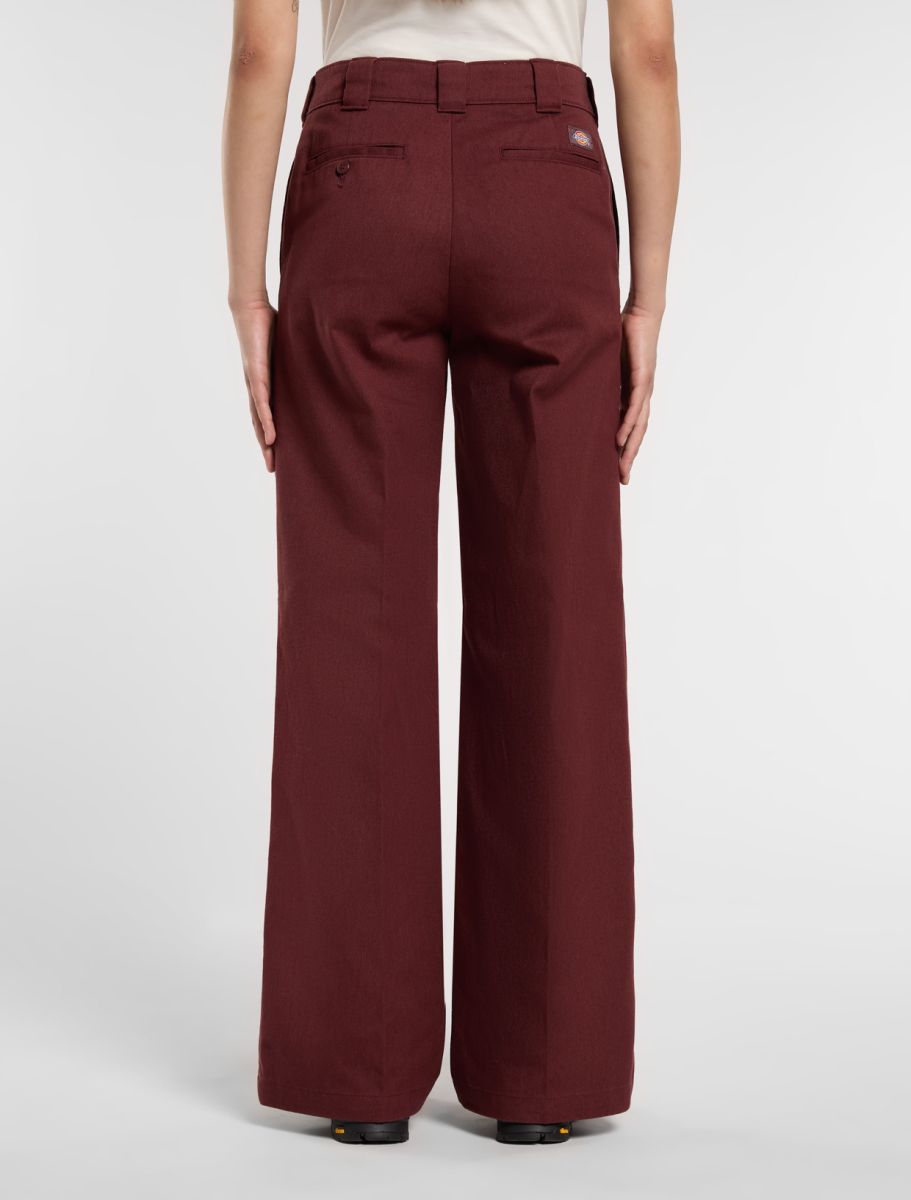 Dickies Wide Leg Work Trousers - Burgundy - Kubanna