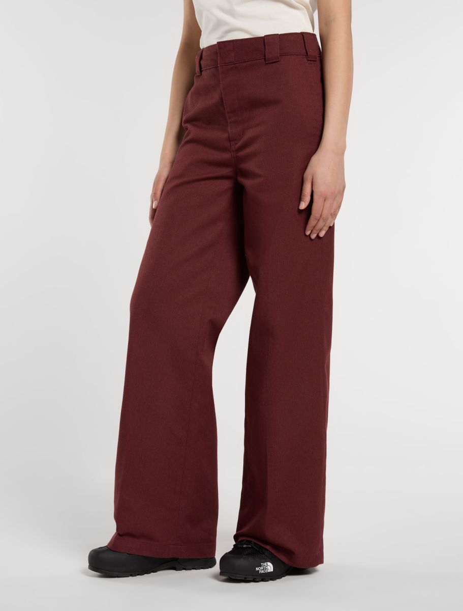 Dickies Wide Leg Work Trousers - Burgundy - Kubanna
