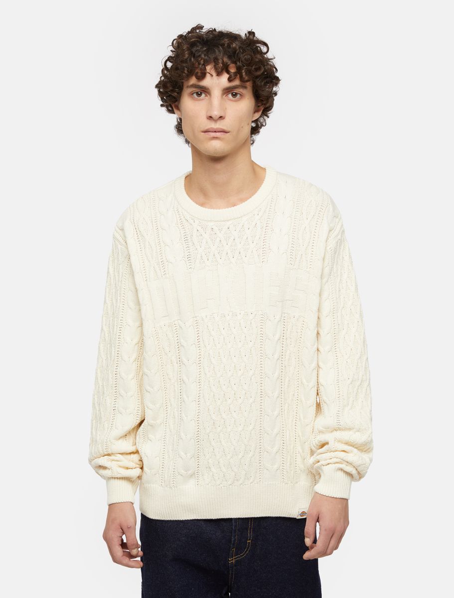 Dickies Script Cable Sweater - White