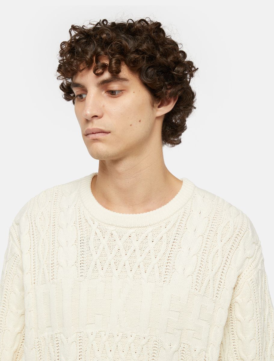 Dickies Script Cable Sweater - White