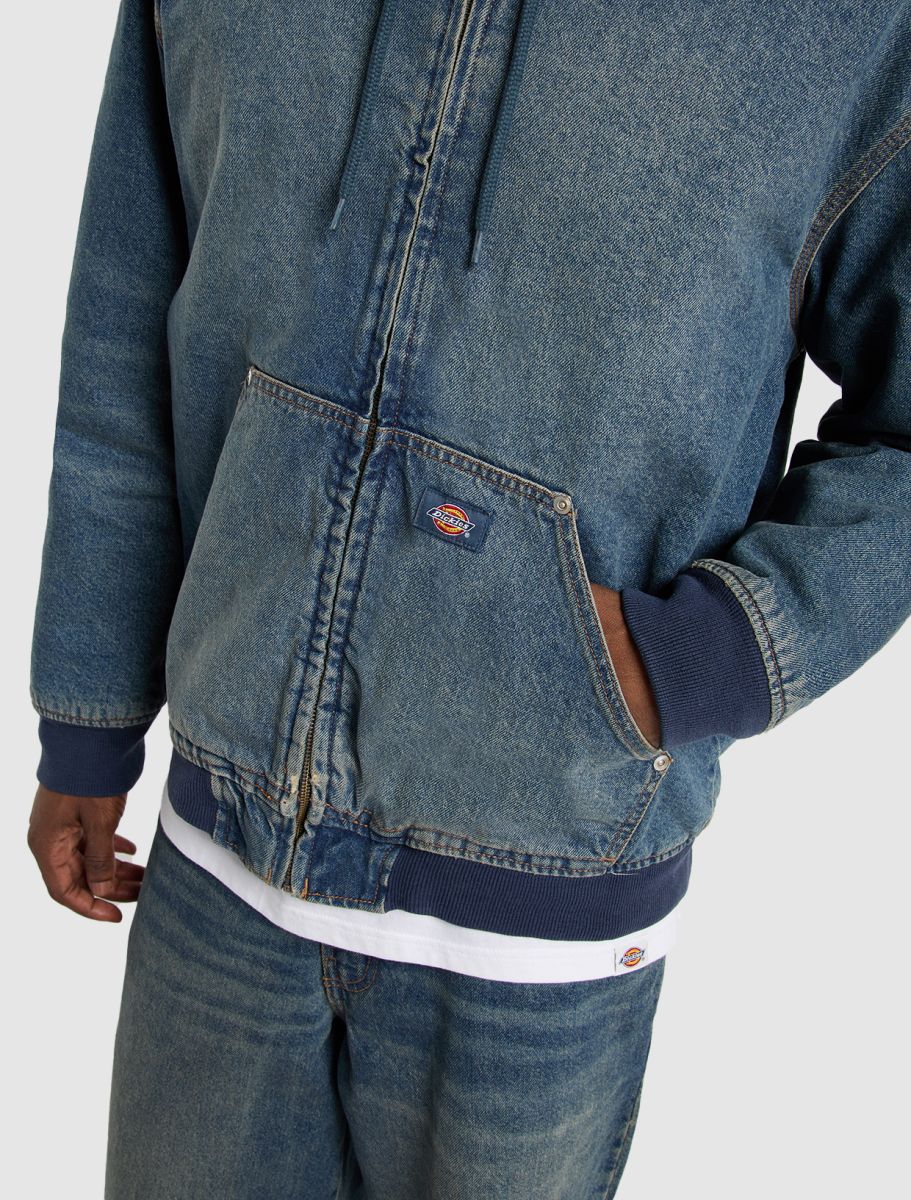 Dickies Hilham Hooded Denim Jacket - Khaki - Kubanna