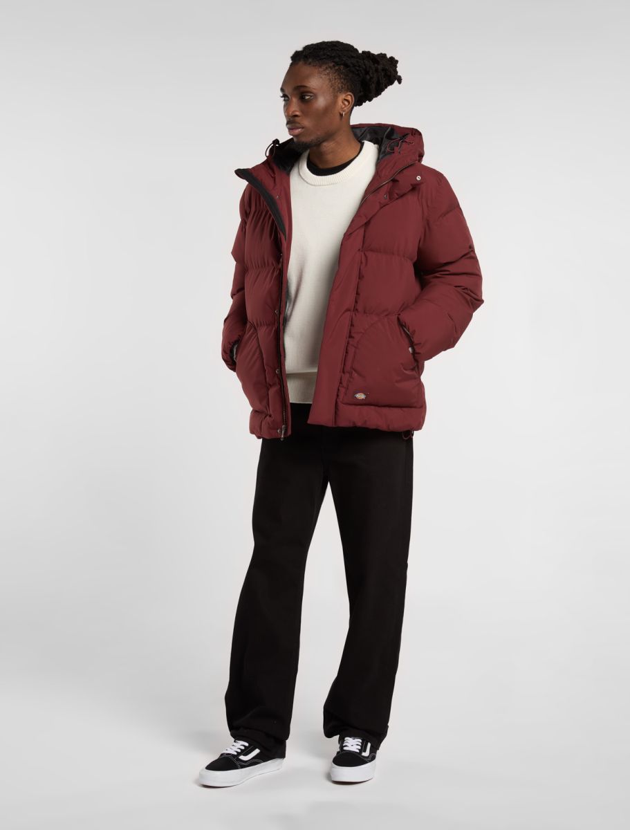 Dickies Eagleville Hooded Puffer Jacket - Burgundy