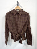 Ellena Checkered Blouse - Brown