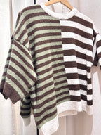 Lucy Knitted Striped T-shirt - Brown/Green