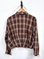 Rose Checkered Sparkle Blouse - Brown