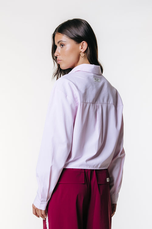 Colourful Rebel Febe Striped Cropped Blouse - Soft Pink