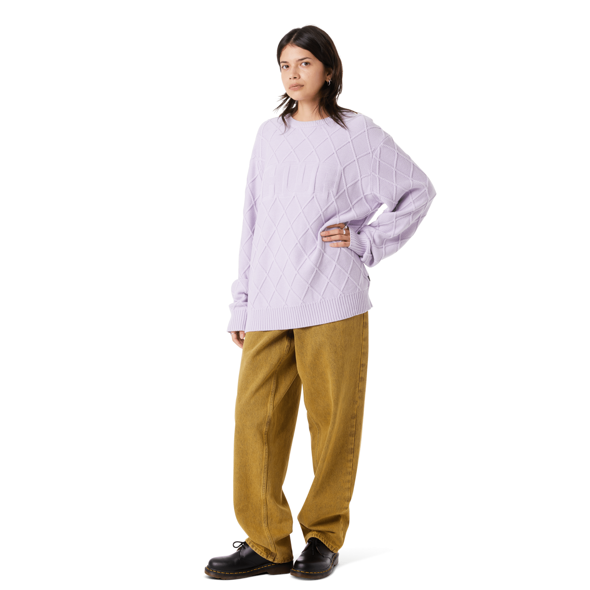 HUF GRID CREWNECK SWEATER - Dust Purple - Kubanna