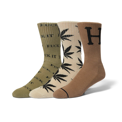 HUF VARIETY 3-PACK SOCK - olive/brown