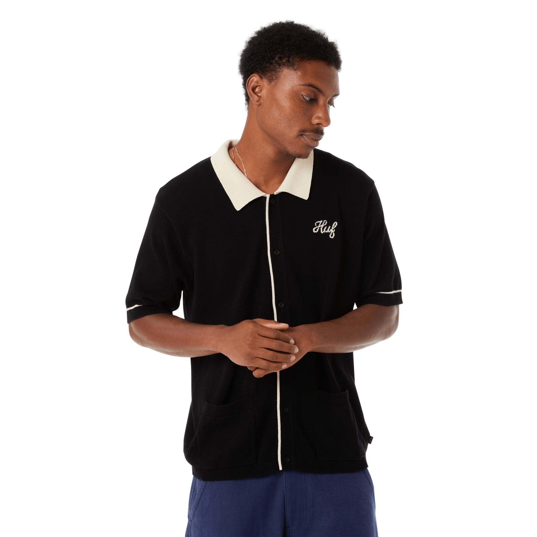 HUF ICARUS S/S KNIT TOP - Black - Kubanna