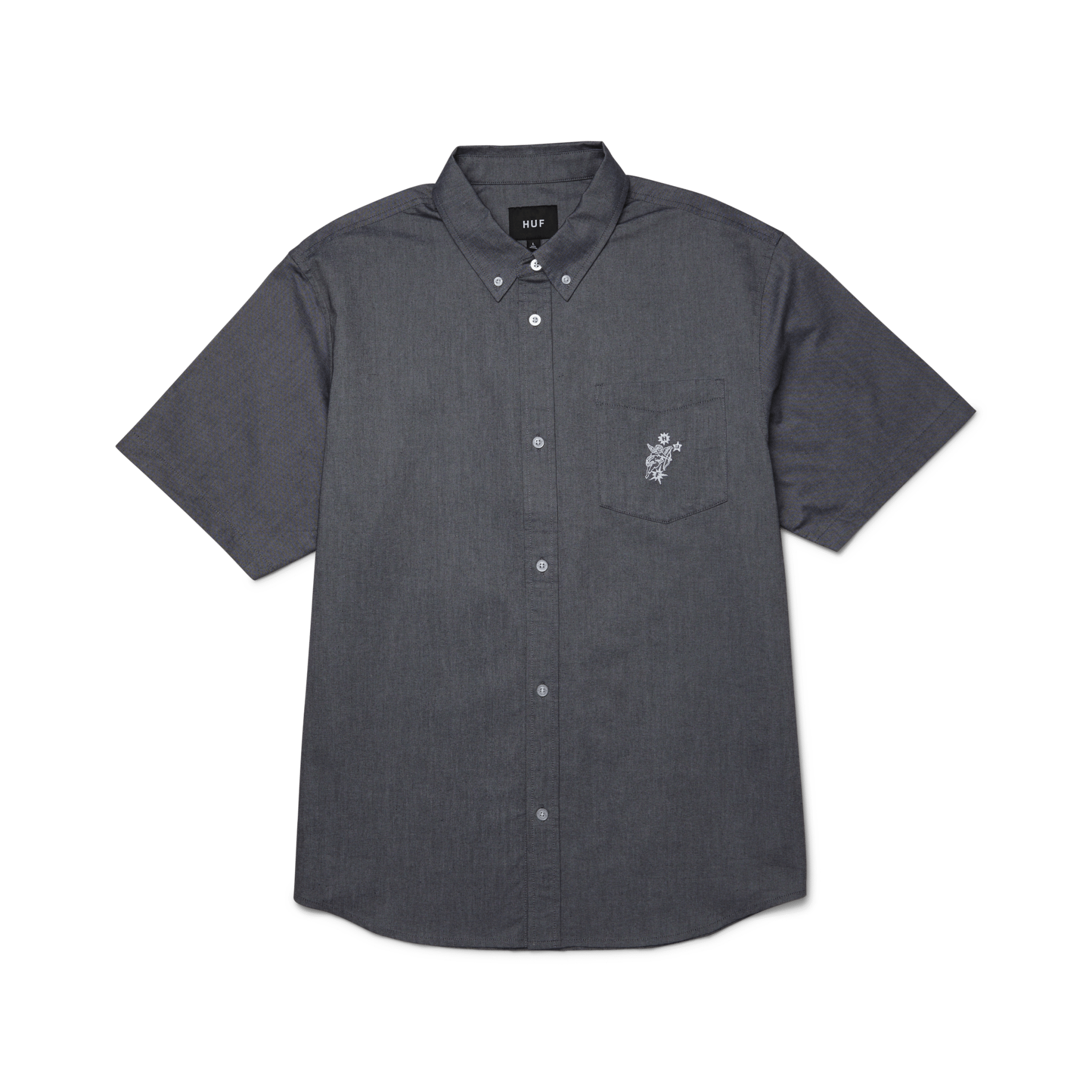 HUF ICARUS S/S OXFORD SHIRT - Washed Black - Kubanna