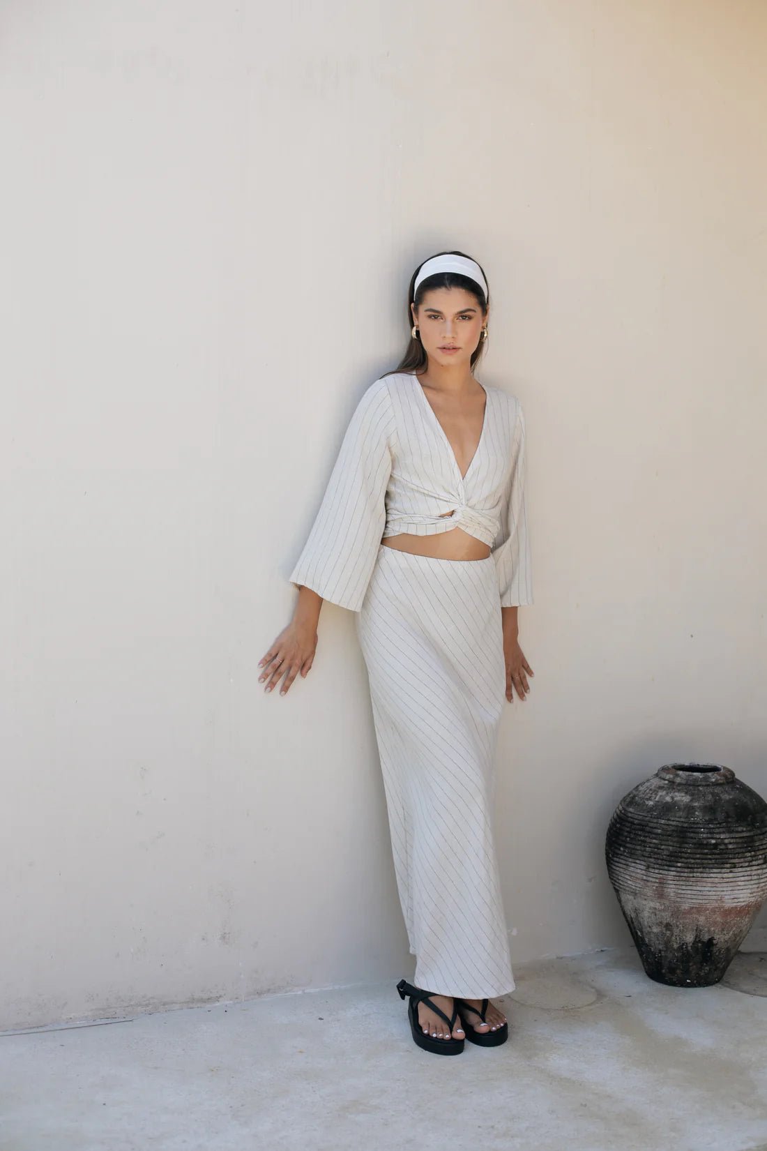 Berawa Luxe Wrap Top - Pinstripe - Kubanna