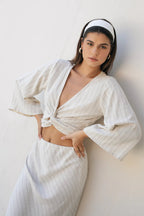 Berawa Luxe Wrap Top - Pinstripe - Kubanna