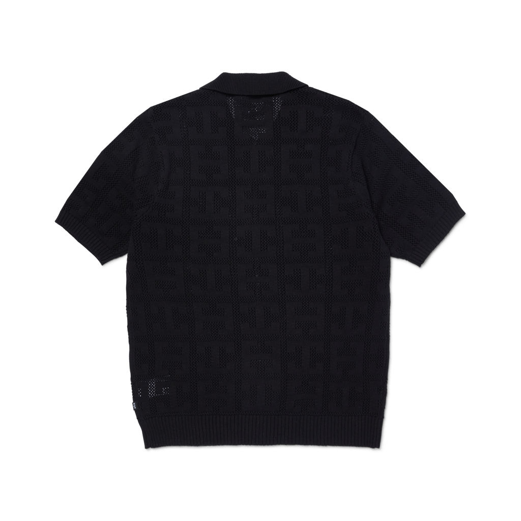 HUF MONOGRAM JACQUARD ZIP SWEATER - Black - Kubanna