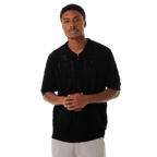 HUF MONOGRAM JACQUARD ZIP SWEATER - Black - Kubanna