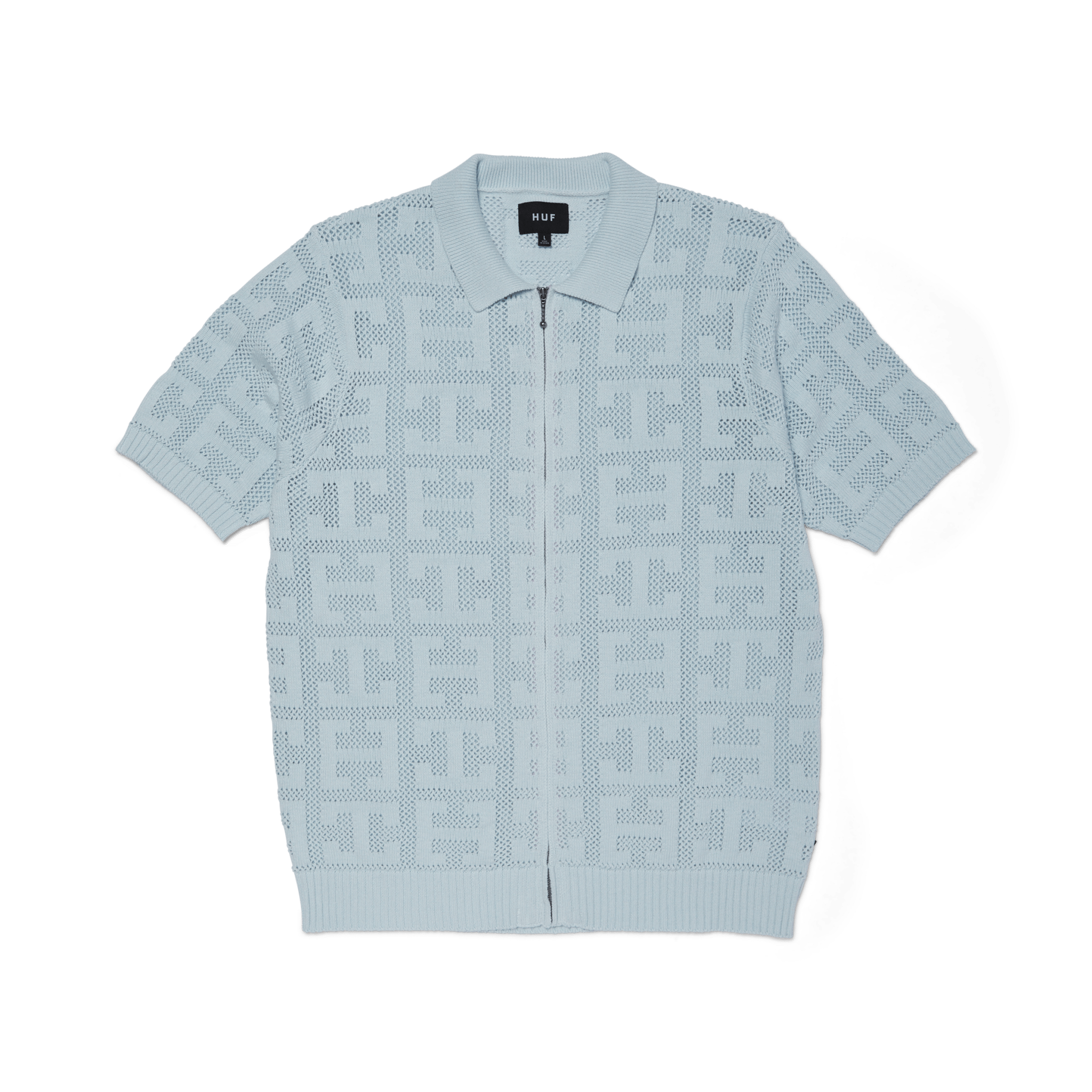 HUF MONOGRAM JACQUARD ZIP SWEATER - Sky - Kubanna