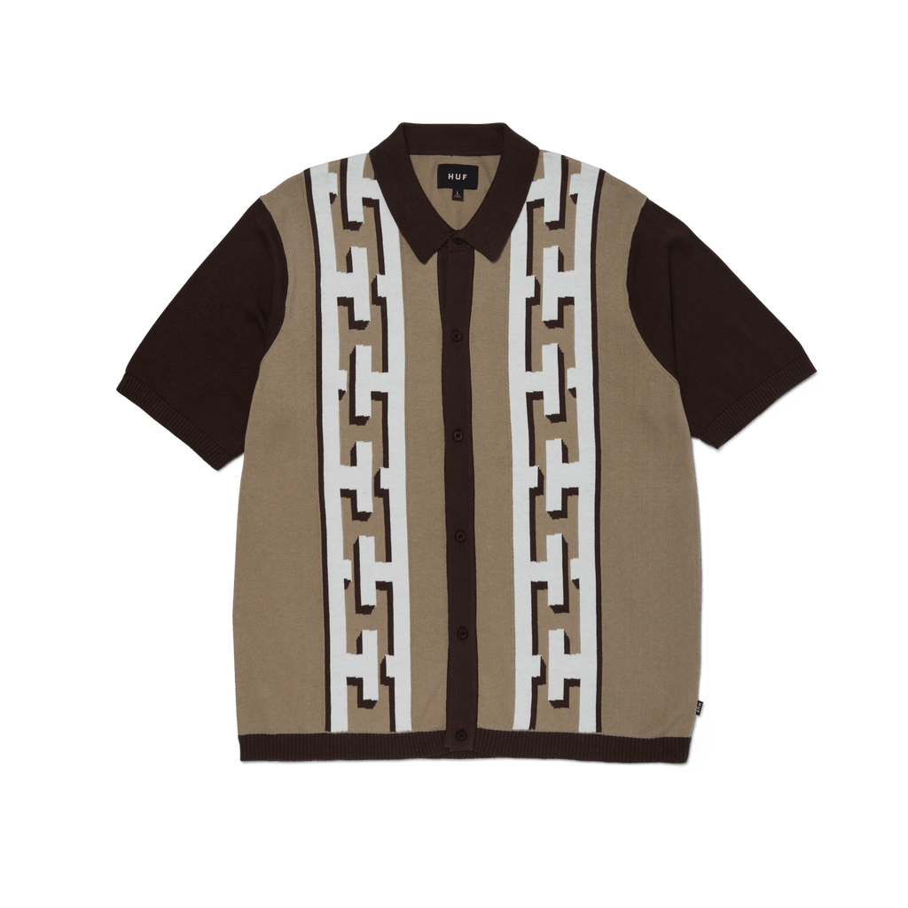 HUF PILLAR S/S KNIT SWEATER - Brown - Kubanna