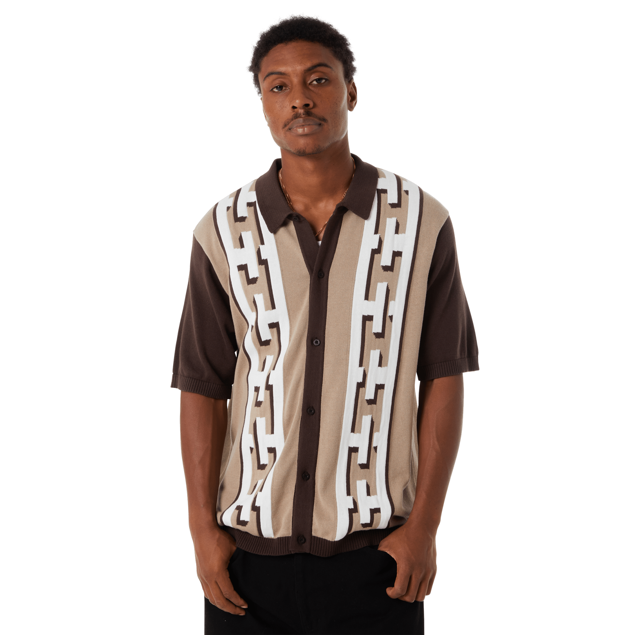 HUF PILLAR S/S KNIT SWEATER - Brown - Kubanna