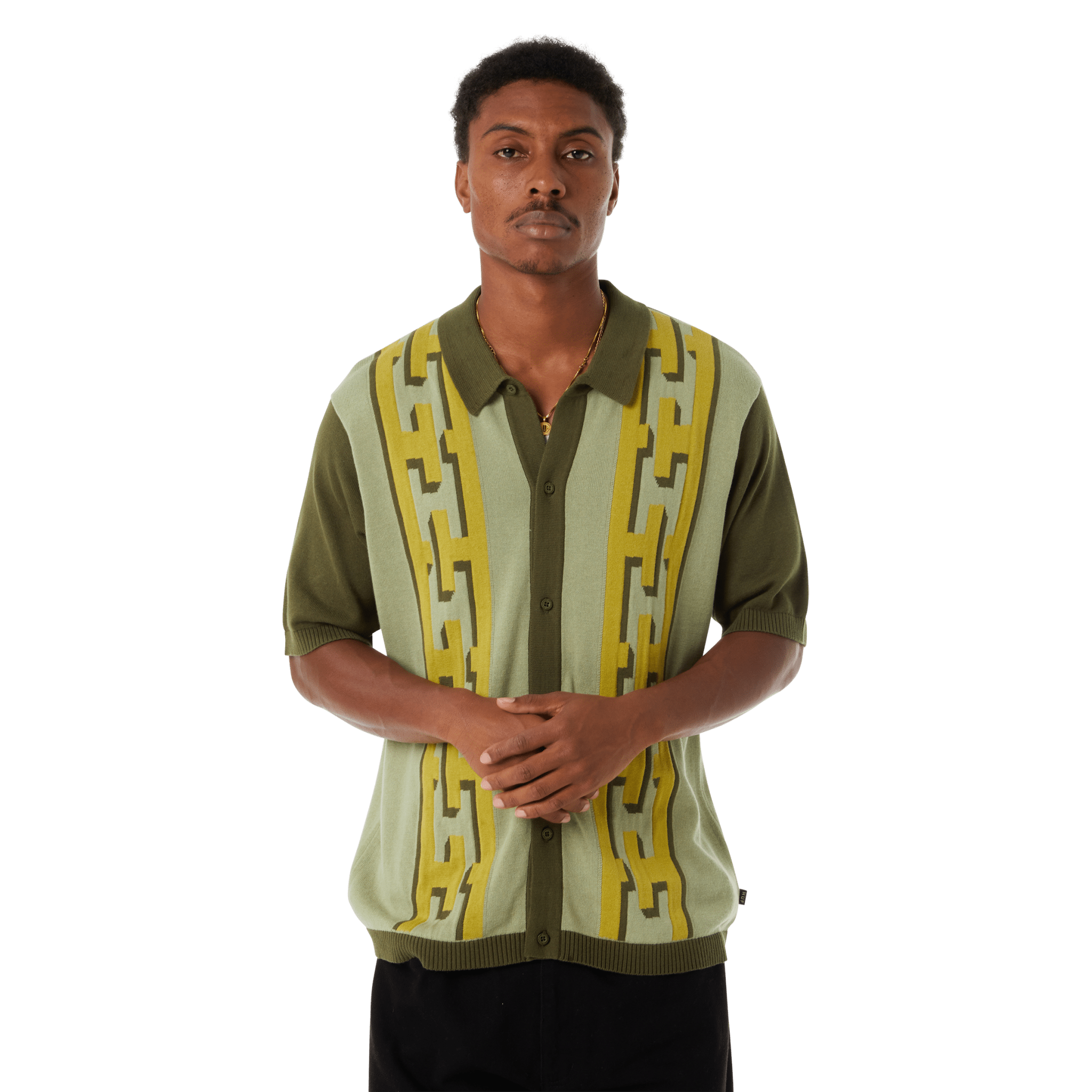 HUF PILLAR S/S KNIT SWEATER - Moss - Kubanna