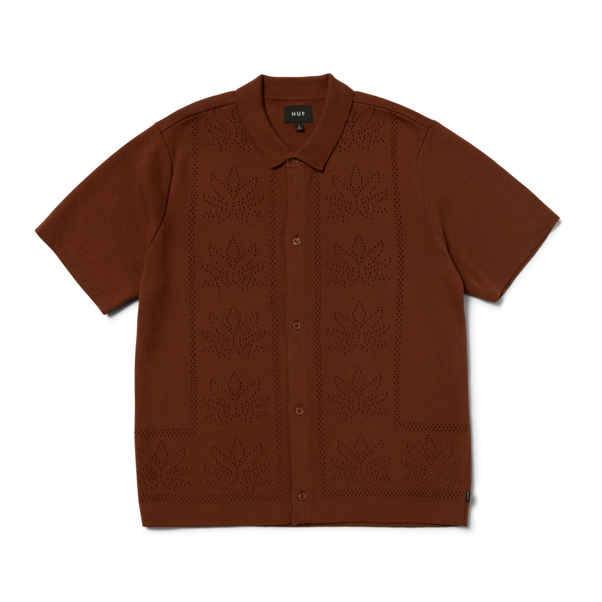 HUF Plantlife Perforated Knit Shirt - Brown