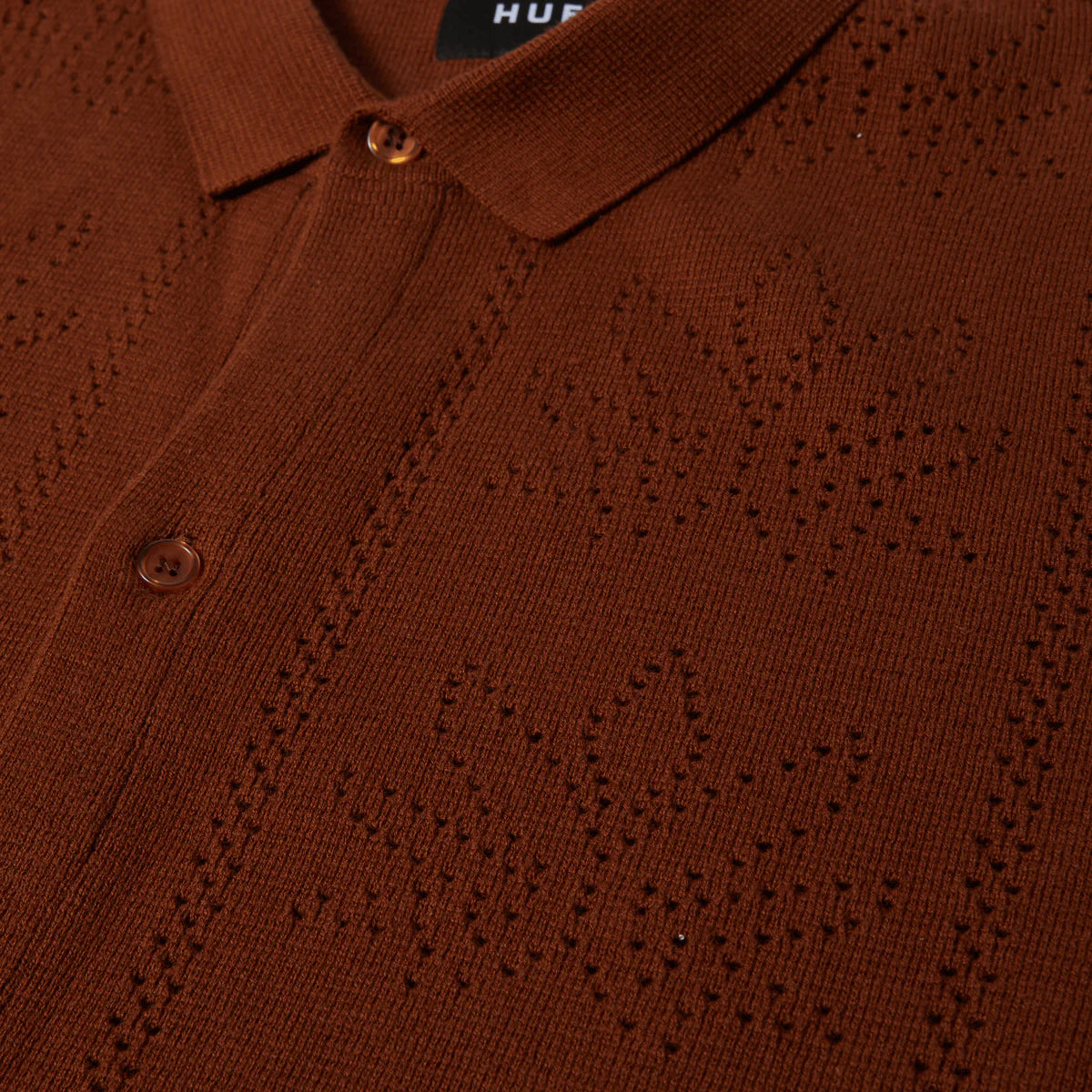 HUF Plantlife Perforated Knit Shirt - Brown