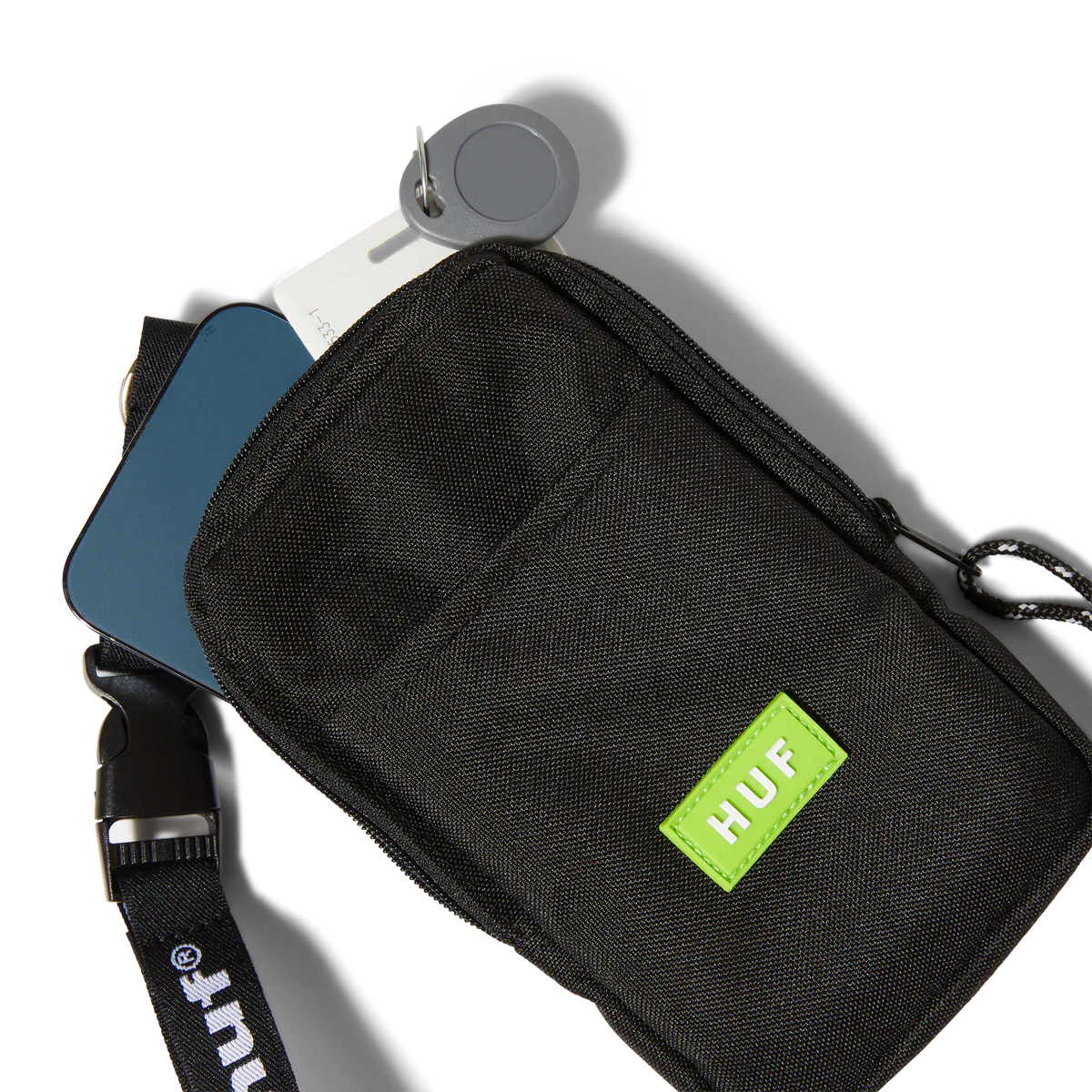 HUF Recon striped lanyard pouch - Black