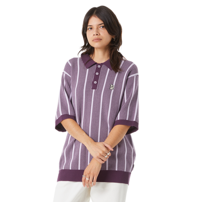 HUF TRACE STRIPE S/S KNIT TOP - Dust Purple