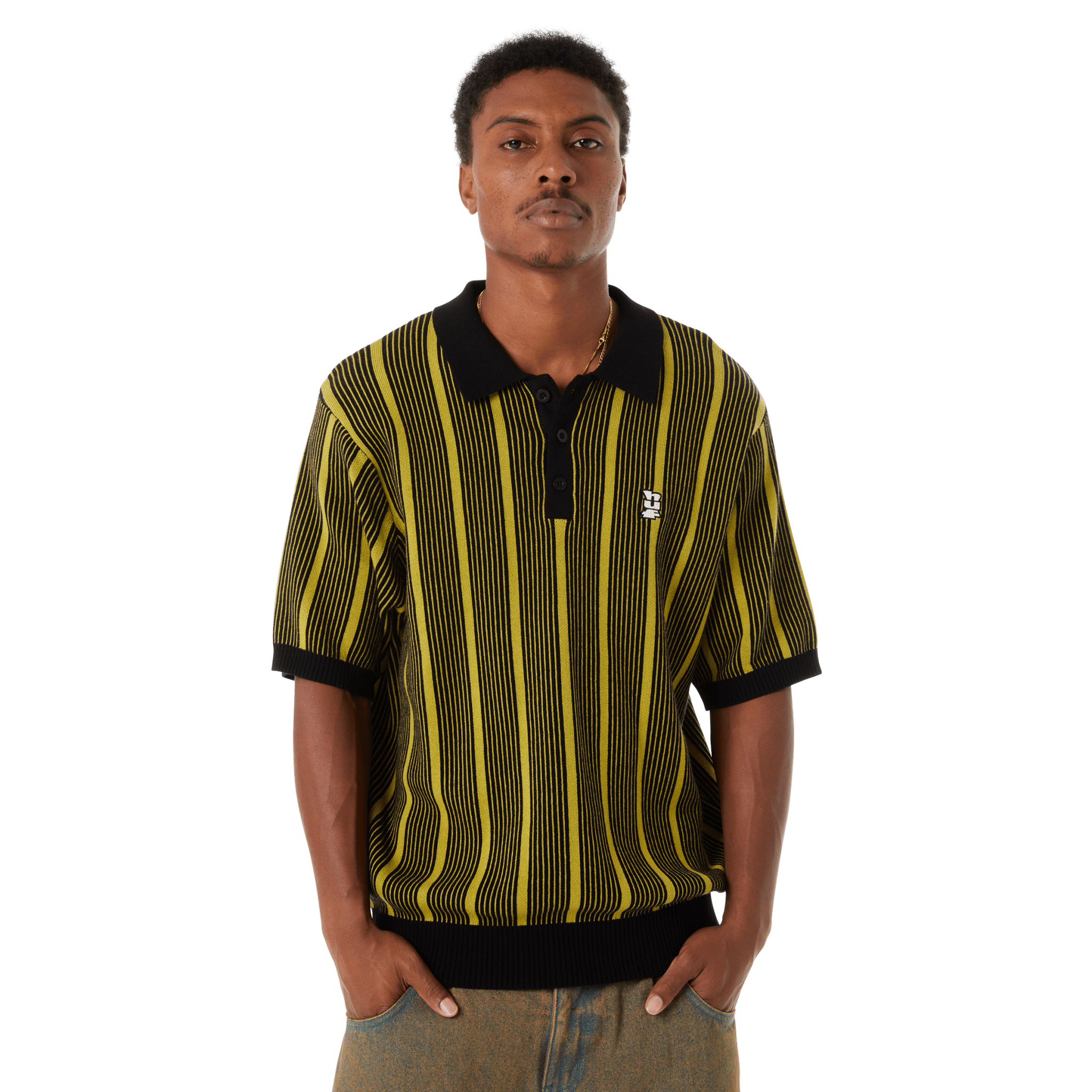 HUF TRACE STRIPE S/S KNIT TOP - Moss - Kubanna