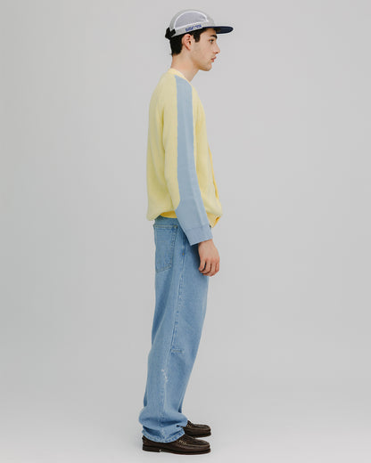 WANF Office Pastel Cardigan - Yellow/Blue