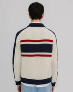 WANF Tennis Zip Cardigan - Beige/Navy - Kubanna