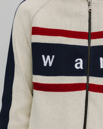 WANF Tennis Zip Cardigan - Beige/Navy