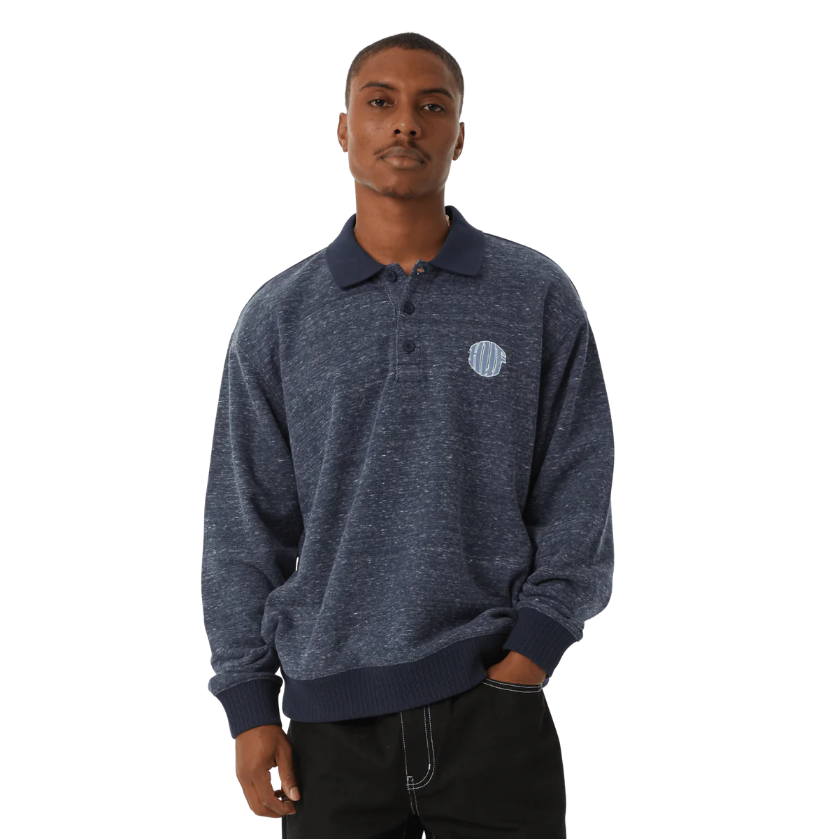 HUF WINSTON POLO FLEECE - NAVY