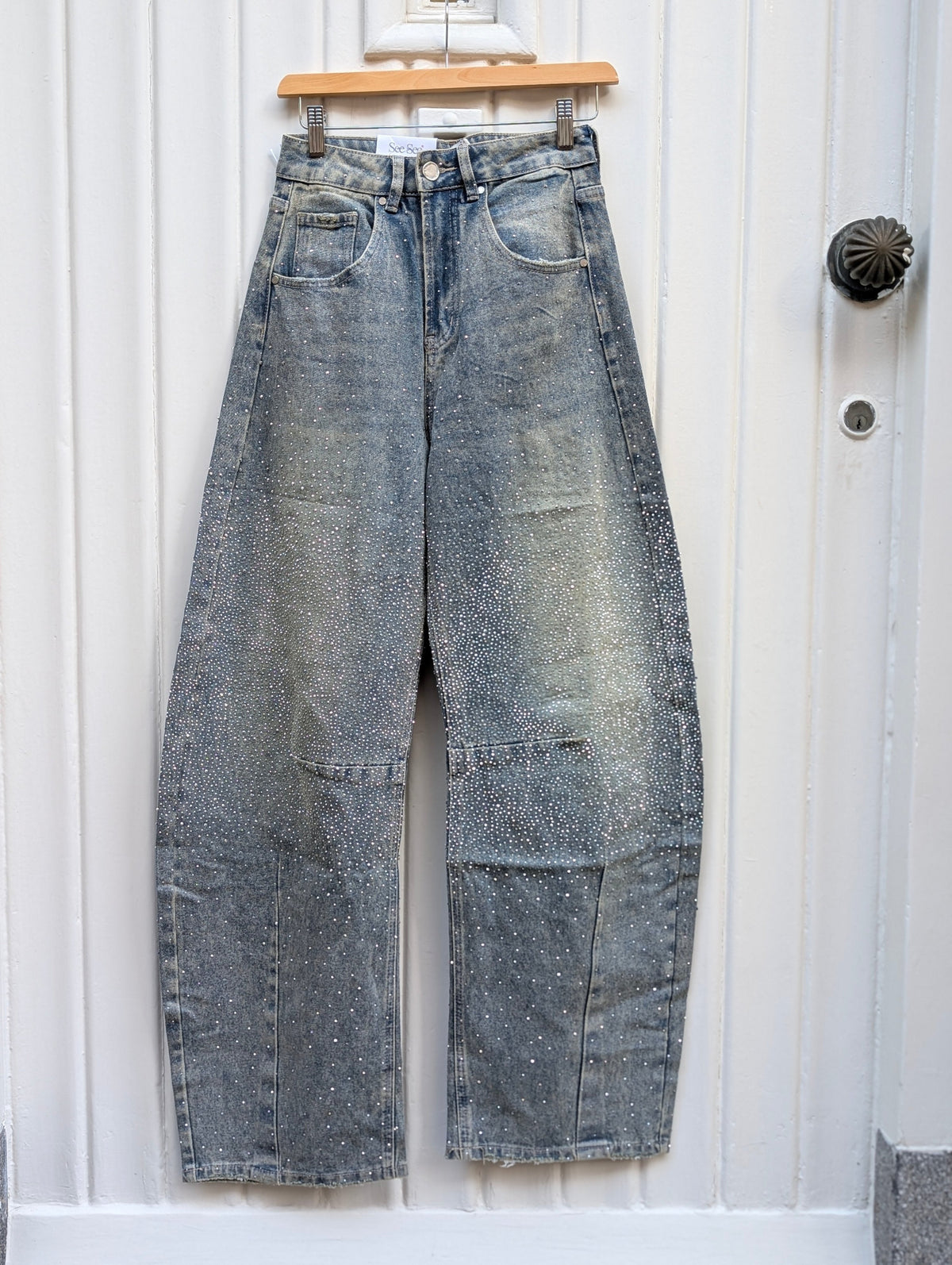 Balloon Carpenter Jeans Glitter Studs - Washed Blue - Kubanna