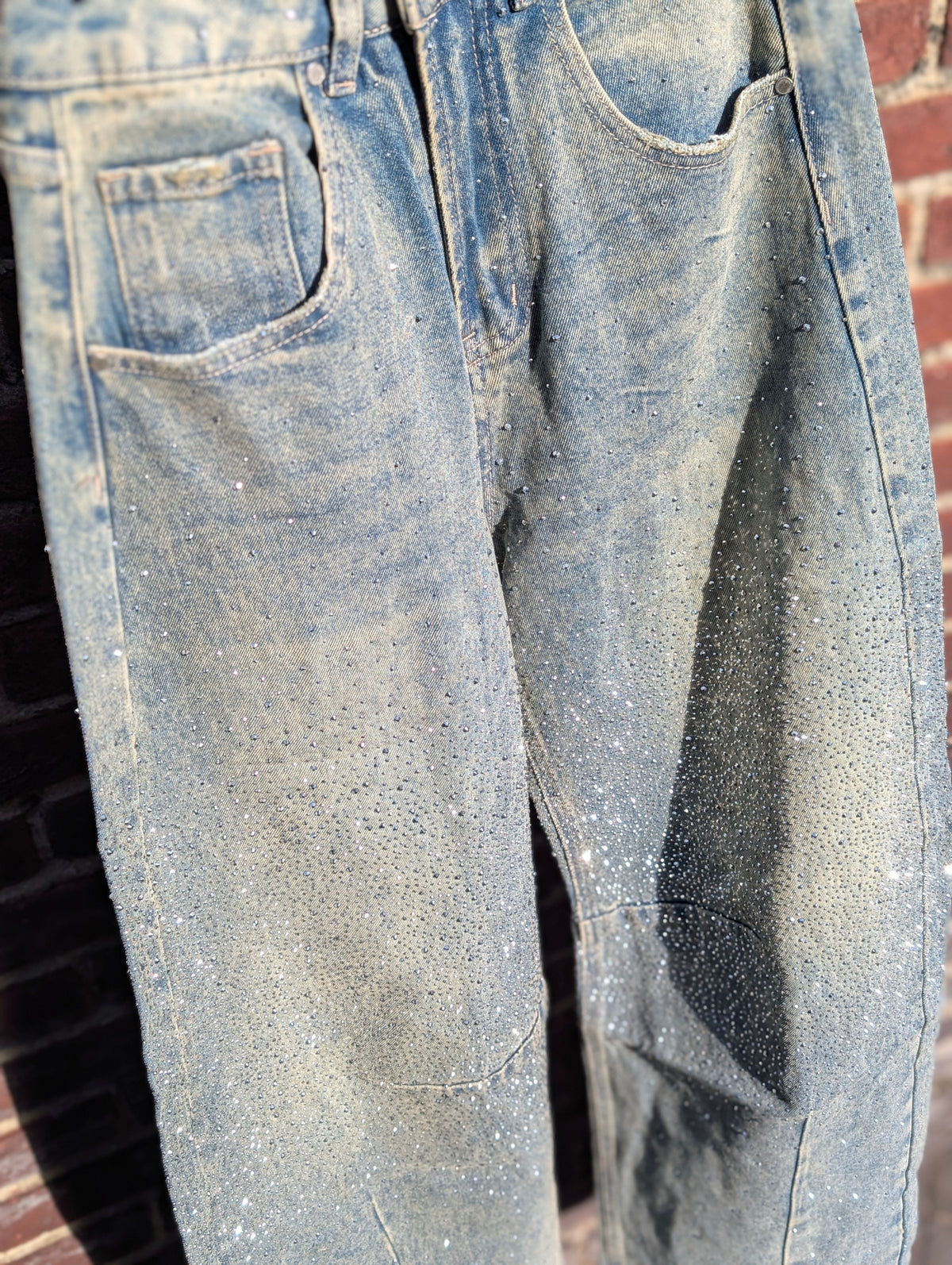 Balloon Carpenter Jeans Glitter Studs - Washed Blue - Kubanna