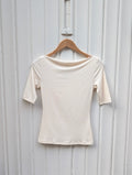 Boat Neck Top - Cream - Kubanna