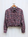 Bowie Checkered Blouse - Wine Red - Kubanna