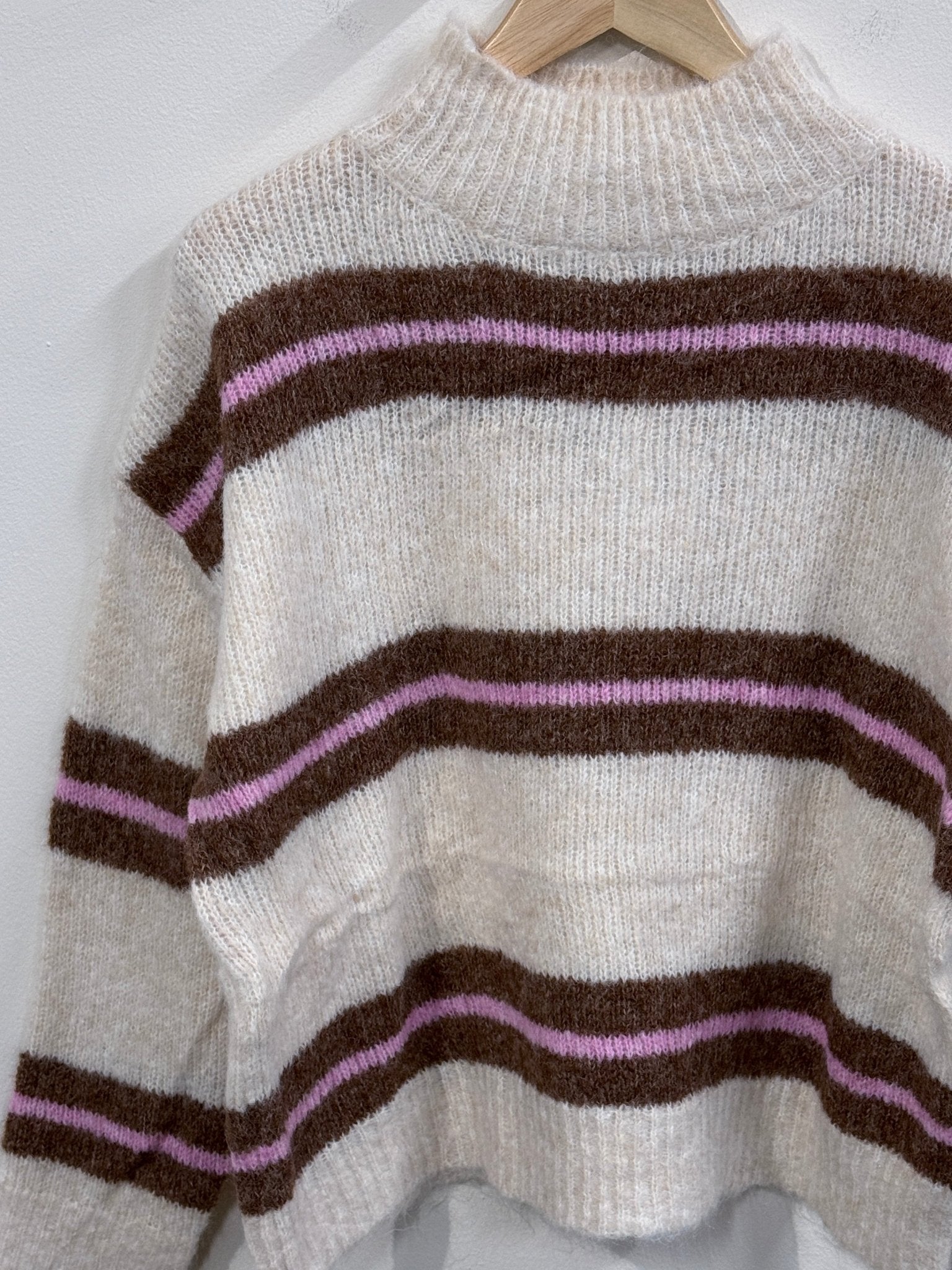 Carmen Knitted Sweater - Beige/Pink - Kubanna
