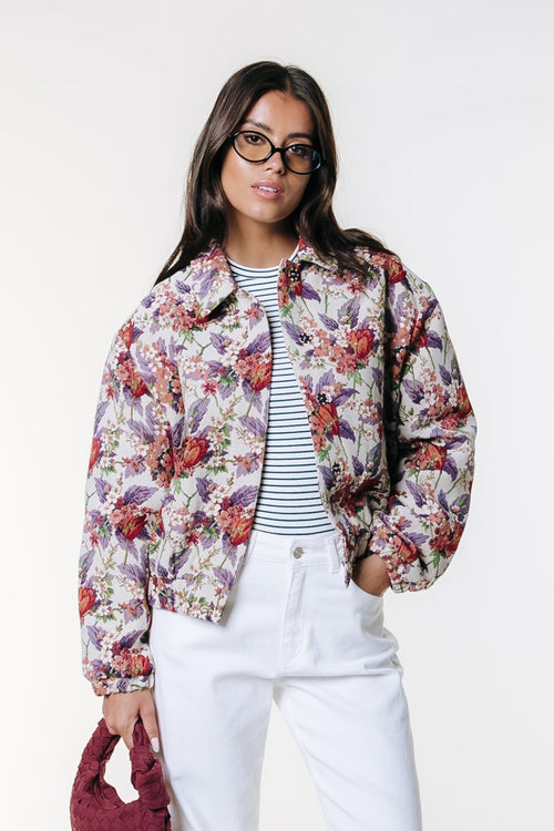 Colourful Rebel Bente Flower Jacquard Bomber Jacket - Kubanna