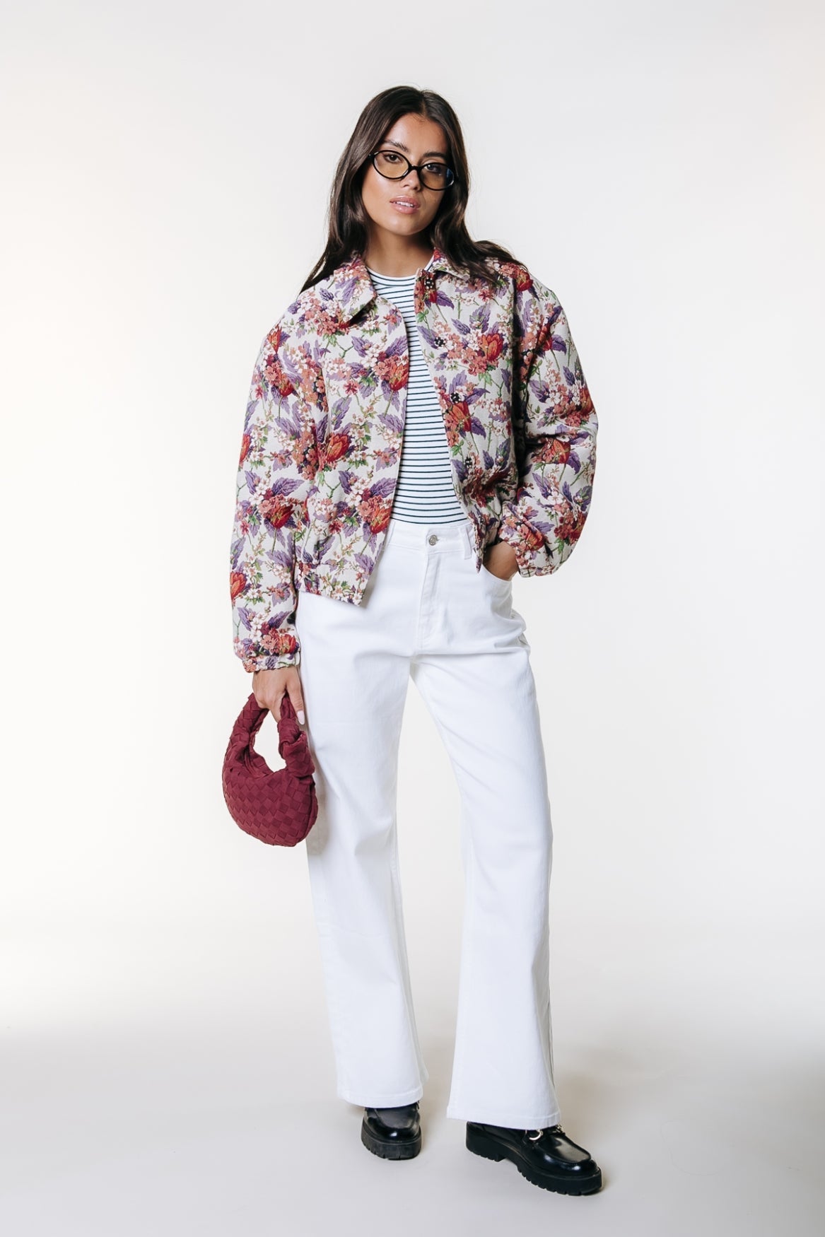 Colourful Rebel Bente Flower Jacquard Bomber Jacket - Kubanna
