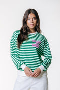 Colourful Rebel Contrast Cuff Sweater - Green - Kubanna