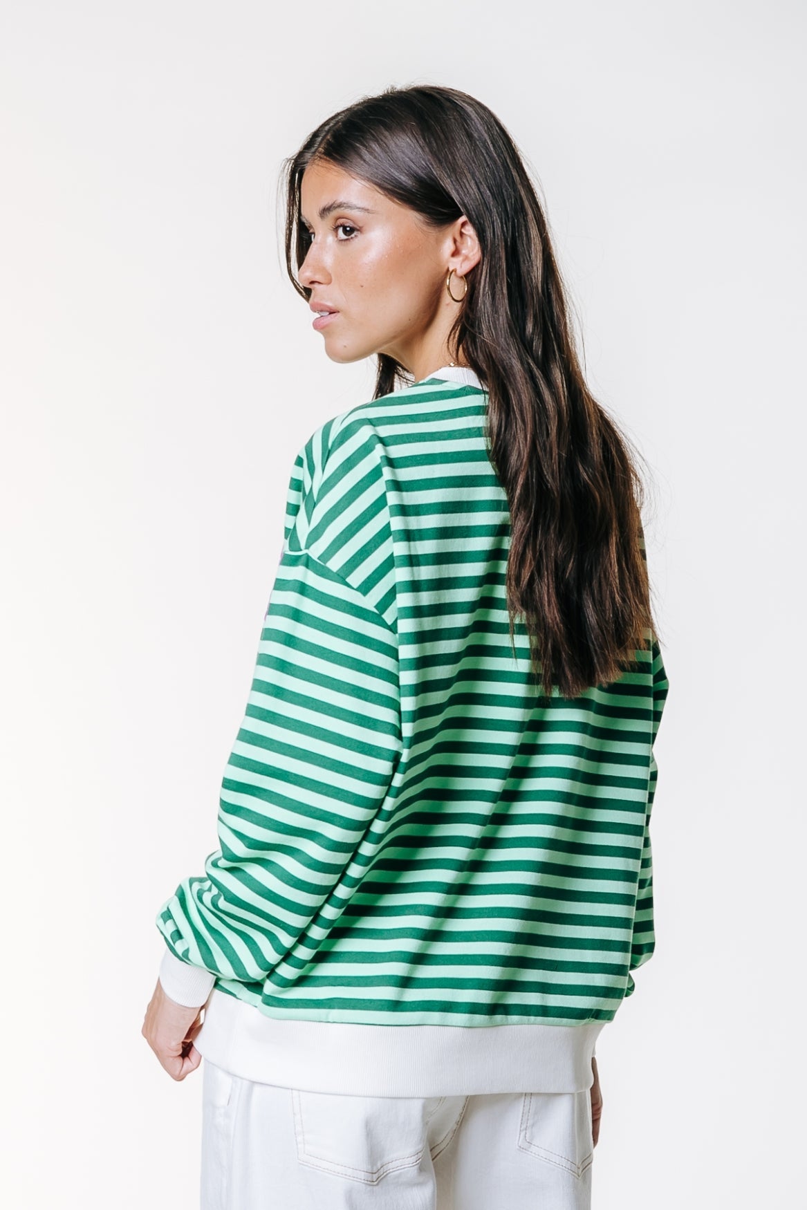 Colourful Rebel Contrast Cuff Sweater - Green - Kubanna