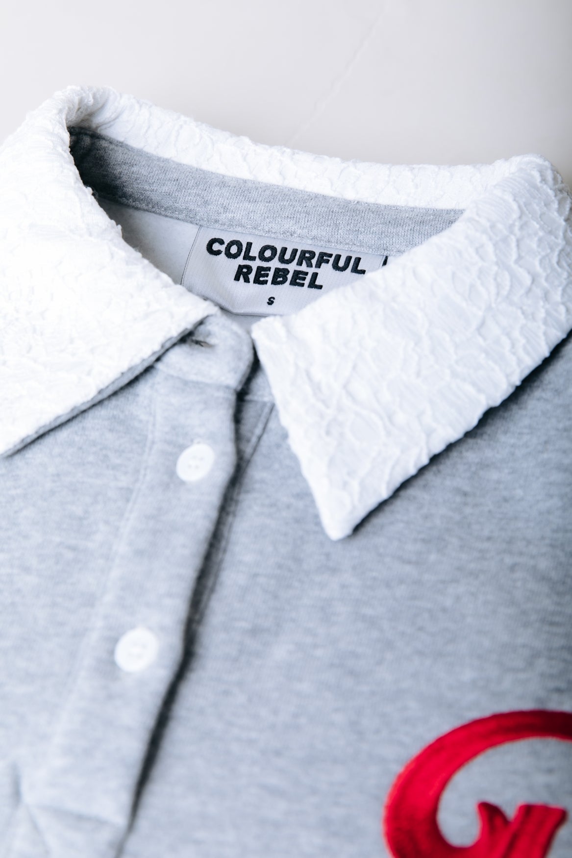 Colourful Rebel Lace Collar Sweater - Grey Melange - Kubanna