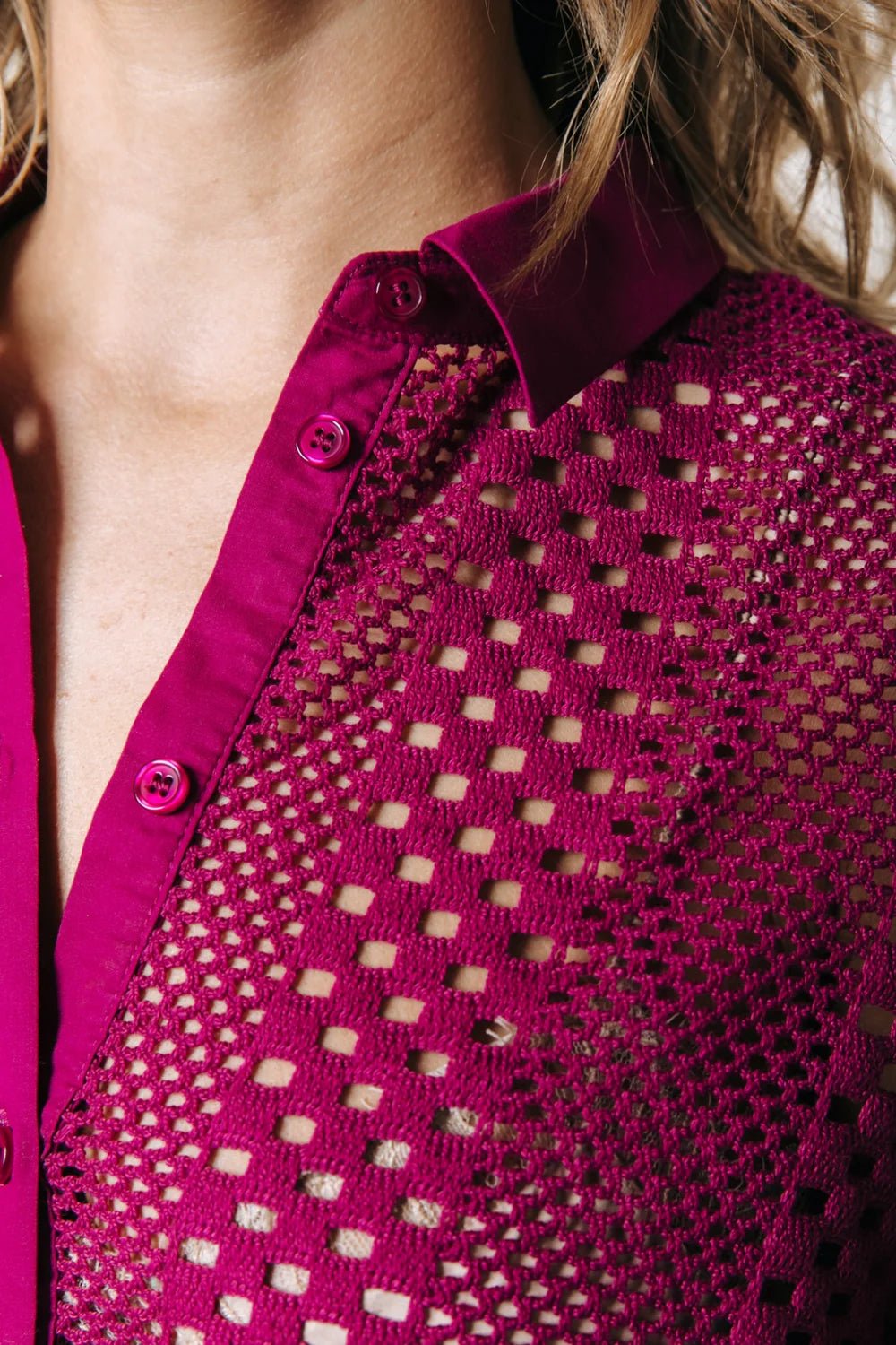 Colourful Rebel Lexi Crochet Blouse - Deep Burgundy - Kubanna