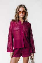 Colourful Rebel Lexi Crochet Blouse - Deep Burgundy - Kubanna