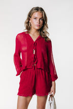 Colourful Rebel Linny Structure Shorts - Deep Burgundy - Kubanna