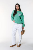 Colourful Rebel Logo Acid Washed Sweater - Off Green - Kubanna