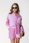 Colourful Rebel Lyn Contrast Striped Blouse - Light Pink - Kubanna